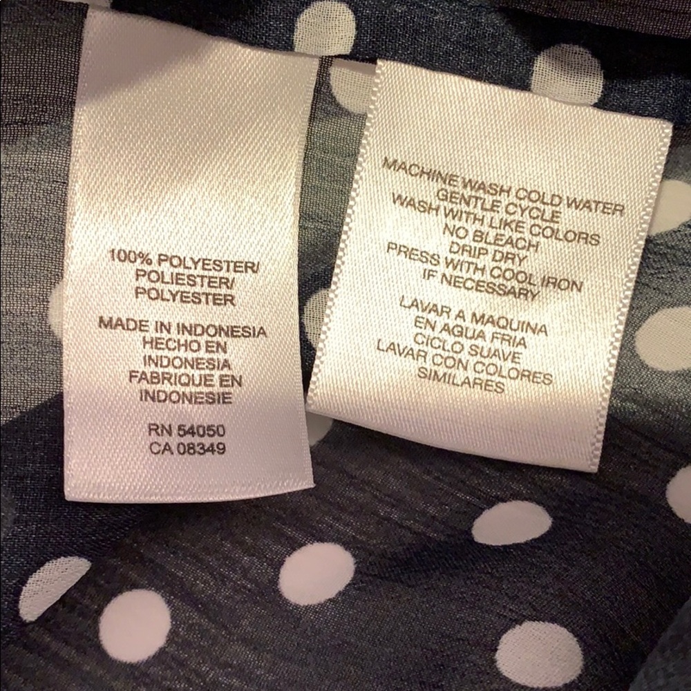 Jones New York Polka Dot 3/4 Sleeve Sheer Blouse - Picture 6 of 6